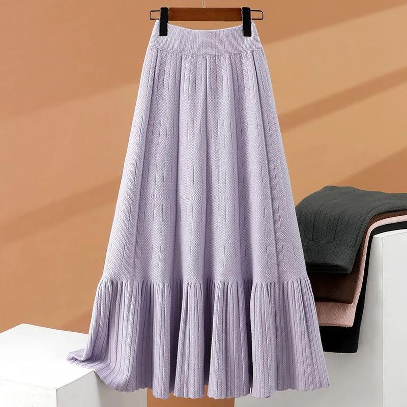 Rock für Damen Lässig Vielseitig Elastischer Hoher Bund Lange Weite Hose Dehnbar Slim Rock