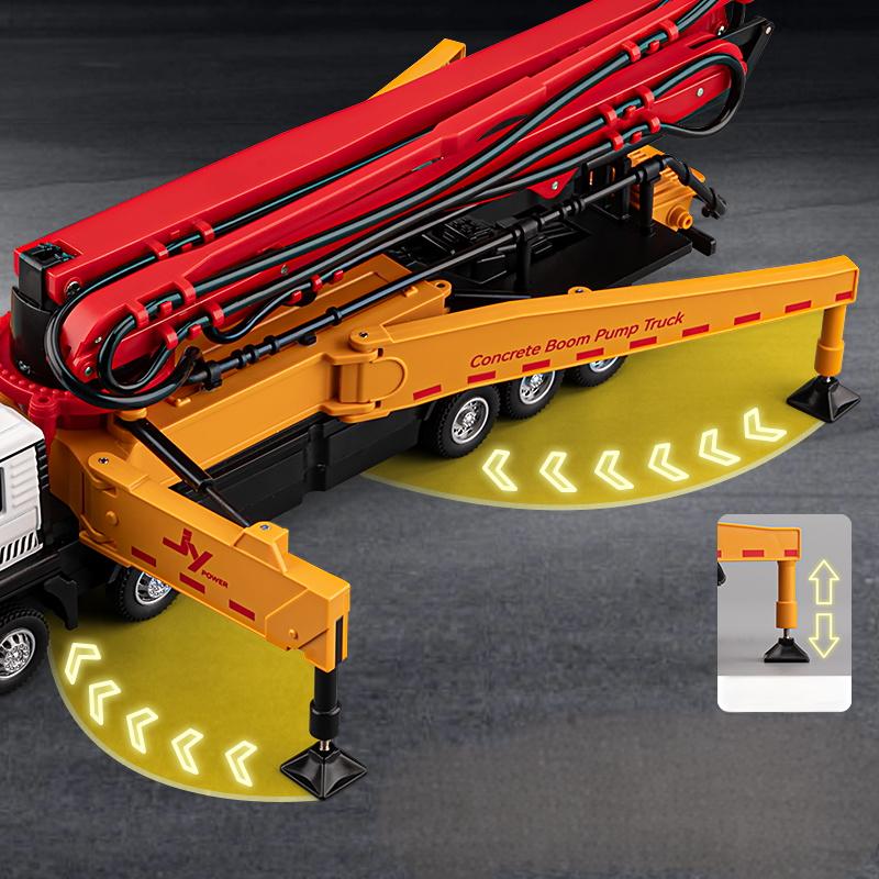 1/50 Cement Concrete Pump Truck Engineering Vehicle Ladder Trucks Toy Car Sound Light Pull Back Doors Opened Vehicle Collection