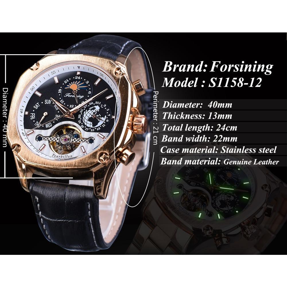 Forsining Men's Fashion Leisure Hollow Multi-function Waterproof Automatic Mechanical Watch S1158-12-A