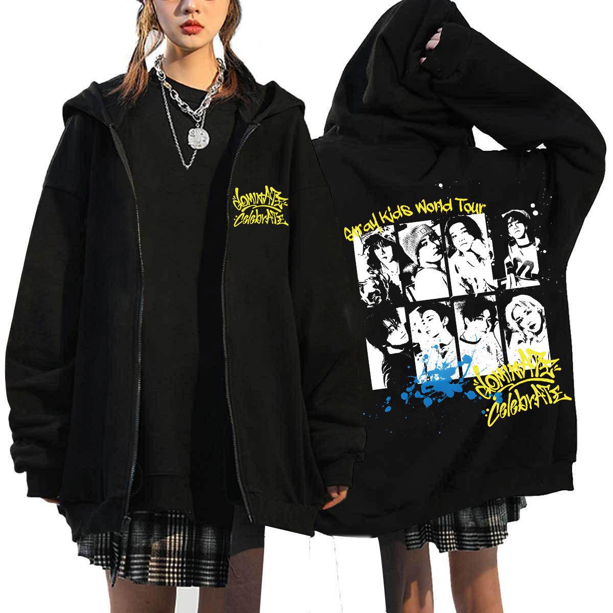 

Stray Kids DOMINATE: CELEBRATE Harajuku-Style Loose Zip Hoodie XL