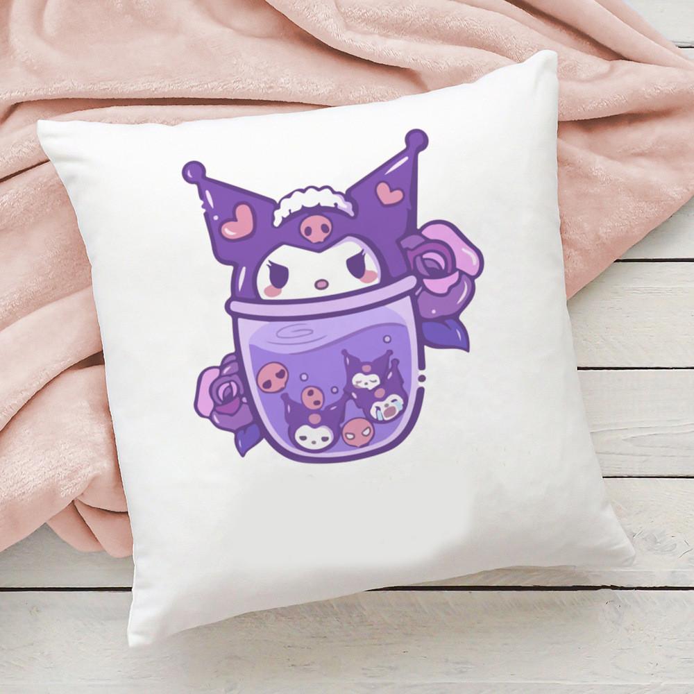 2026 New Cute Sanrio Cartoon Kuromi Doublesided Printed Square Bedroom Childrens Cushion Cover Sofa Waist Cushion Cover