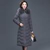 Damen Daunenjacke mit Kapuze Pelzkragen Mantel Große Größe Lang Schmal Geschnitten Baumwolle Gefüttert Winter Warm