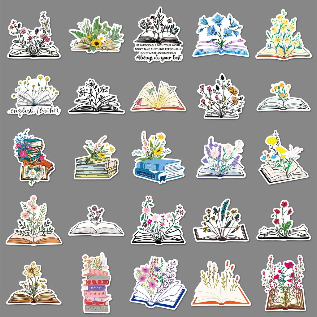 50 Bücher Blumen Doodle Persönlichkeit Cartoon Blumen Kreative DIY Handy Skateboard Koffer Aufkleber