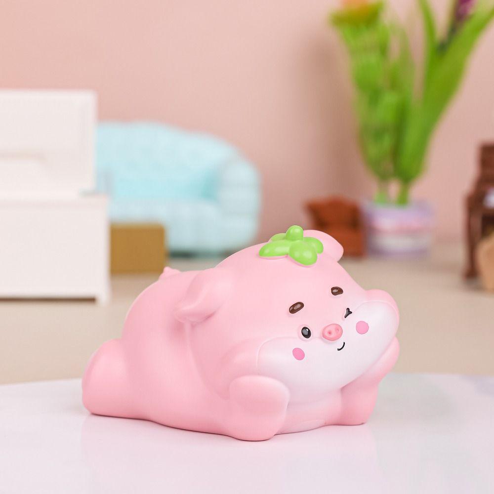 Cute Resin Pig Ornaments Unique Cartoon Animal Miniatures Creative Strawberry Pig Statues  Desktop
