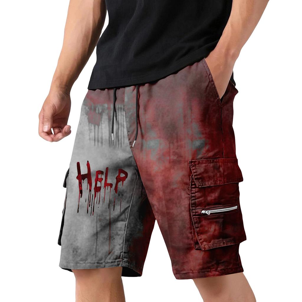 Men's Multi Pocket Drawstring Cargo Shorts Casual Outdoor Workwear Shorts with Zipper Pockets and Elastic Waistband for Everyday Use