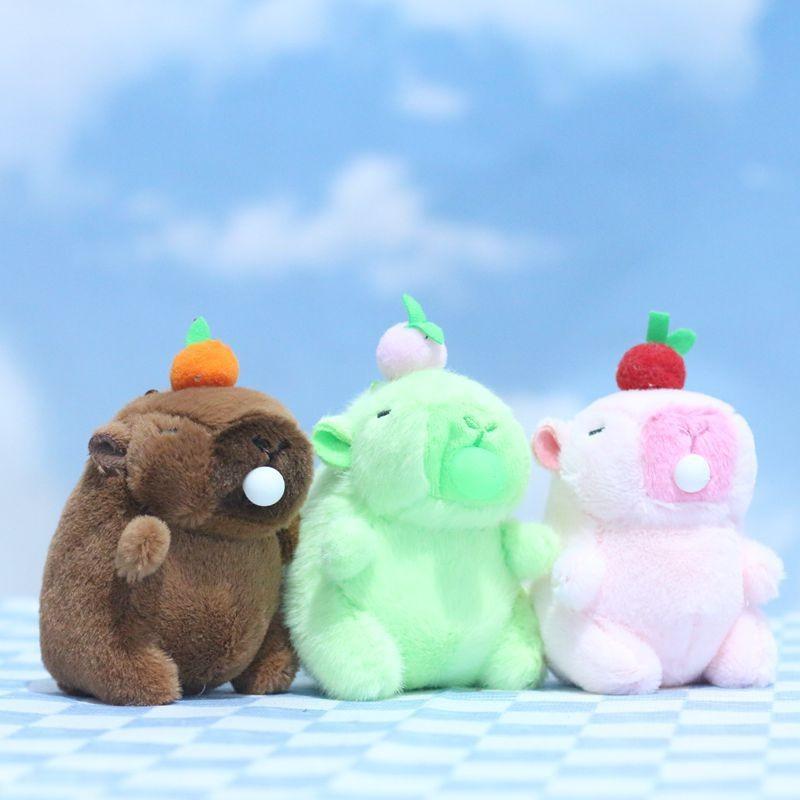 Charming Cute Capybara Plush Keychain Accessory With Soft Short Fur Design In Multiple Colors