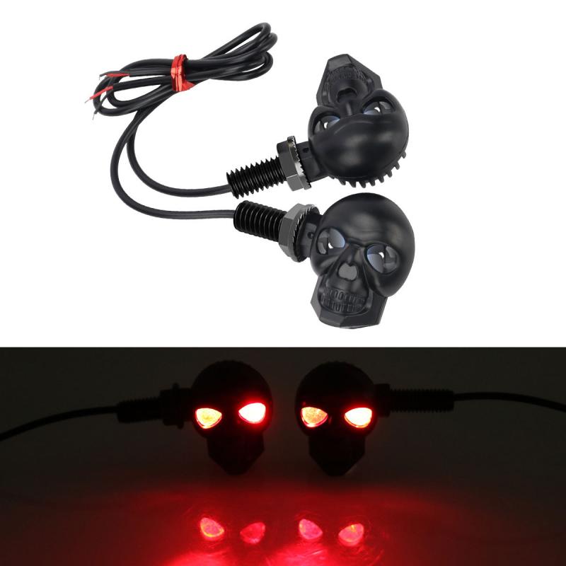 2Pcs Motorcycle Led Skull Shape Waterproof Turn Light Auxiliary Headlights Scooter Driving For Racer Spotlight