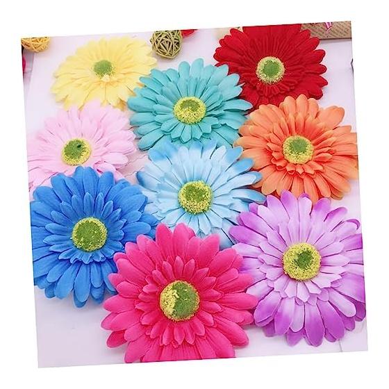 Abaodam 9-Piece Set Gerbera Flower Hair Clips for Women and Girls, Bohemian Fabric Brooch with Alligator Clips, Assorted Colors for Beach Photos,