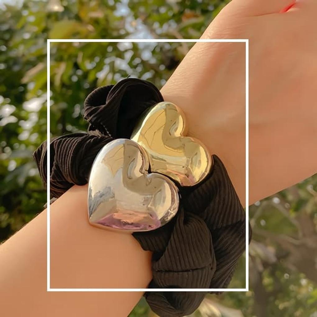 Women's Heart Point Chic Black Gopchang Hairpin Hairpin