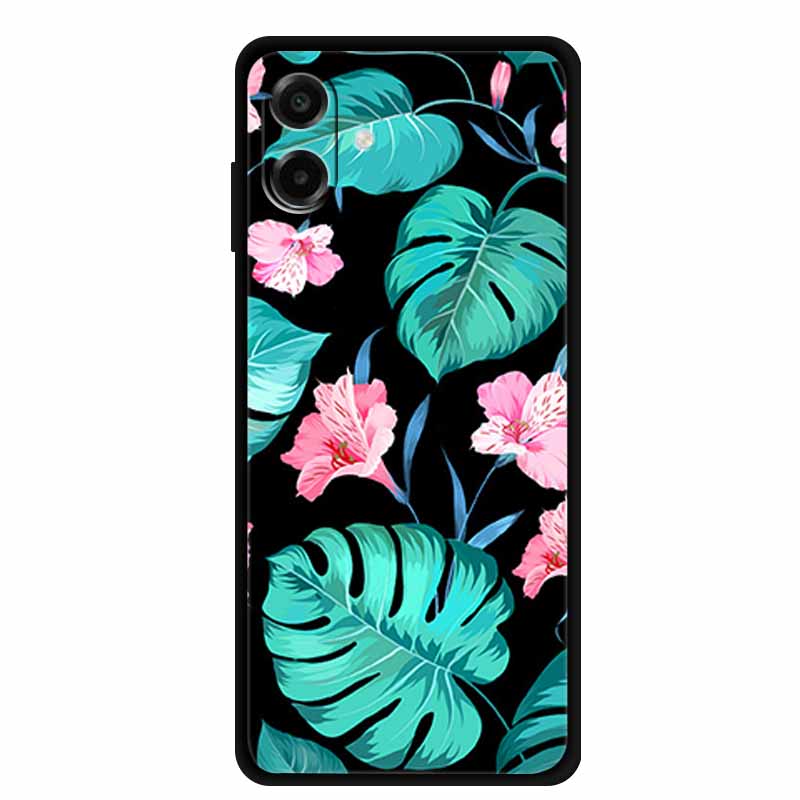 3D Silicone Case For Samsung Galaxy A07 4G Case Relief Emboss Flowers Black Soft Back Cover Coques For Samsung Galaxy A17 Cases