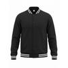 Men's Striped Color-Block Zip-up Baseball Jacket with Collar