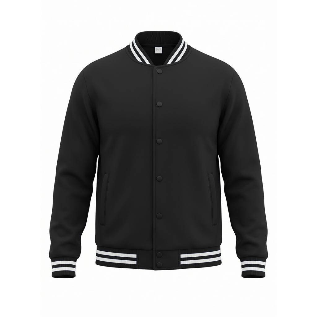 Men's Striped Color-Block Zip-up Baseball Jacket with Collar