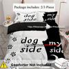 2/3-teiliges Verspieltes Hunde-Muster Bettwäsche-Set - Schwarz-Weiß Bedruckte Bettbezug-Set-Kollektion für Schlafzimmer und Gästezimmer
