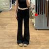 Pure cotton gray micro-pull sweatpants women's autumn new high-waisted drape small casual straight wide-leg pants