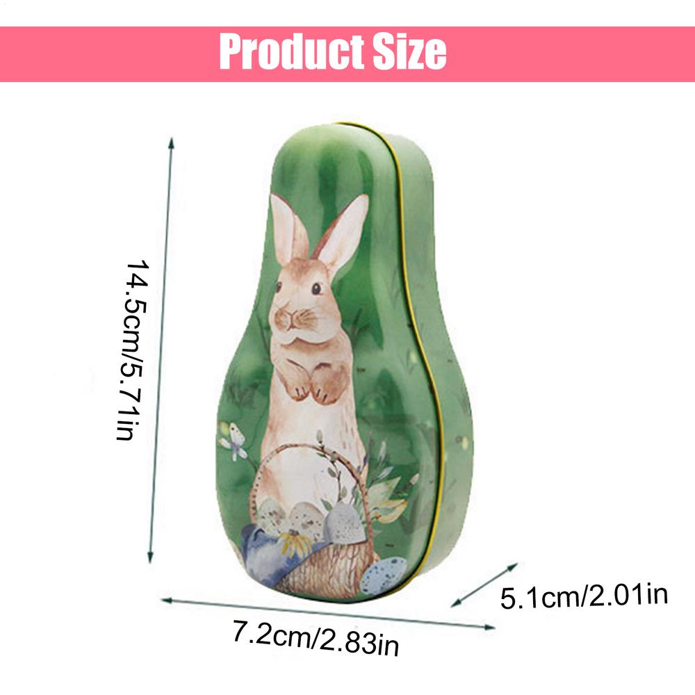 New Hot Easter Day Creative Bunny Egg Tin Box Rabbit Print Candy Gift Box Colorful Cartoon Rabbit Surprise Iron Box Kids Gift