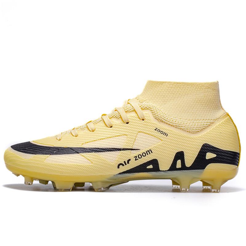 High-Top Football Shoes Fly-Woven Seamless Tf Broken Nails Artificial Turf Ag Nails Leather Feet Boys And Girls Student Training