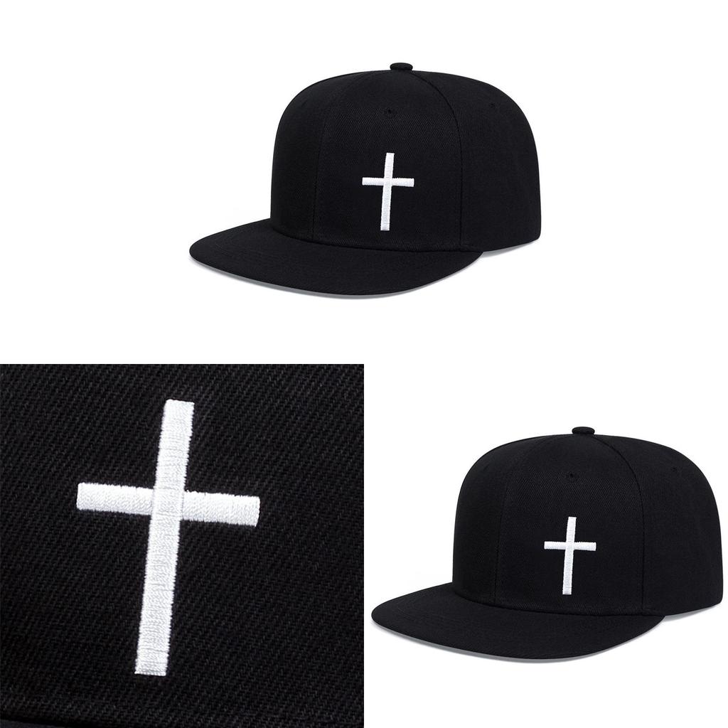 Hip Hop Cap With Cross Embroidery And Adjustable Fit For Street Style