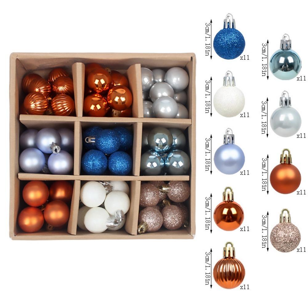 99PCS Mixed Color Christmas Ball Set Assorted Pattern Dia.3cm Christmas Ornaments Set Accessories Plated Ball