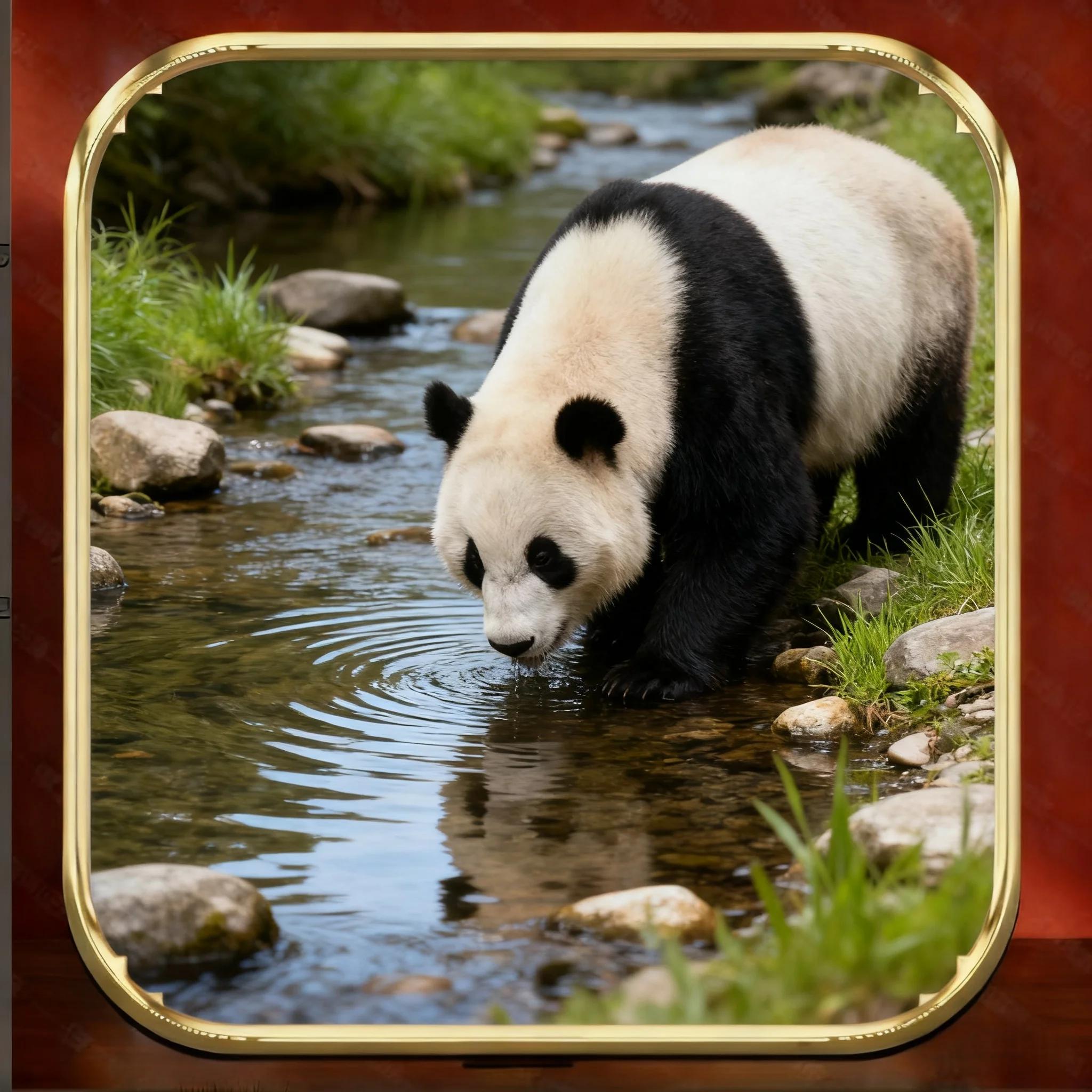 

Panda Photo Frame Art - Home Decoration Ornament Love Panda Collectibles Great for Living Room Bedroom & Home Decor Accents 30X30X2.5