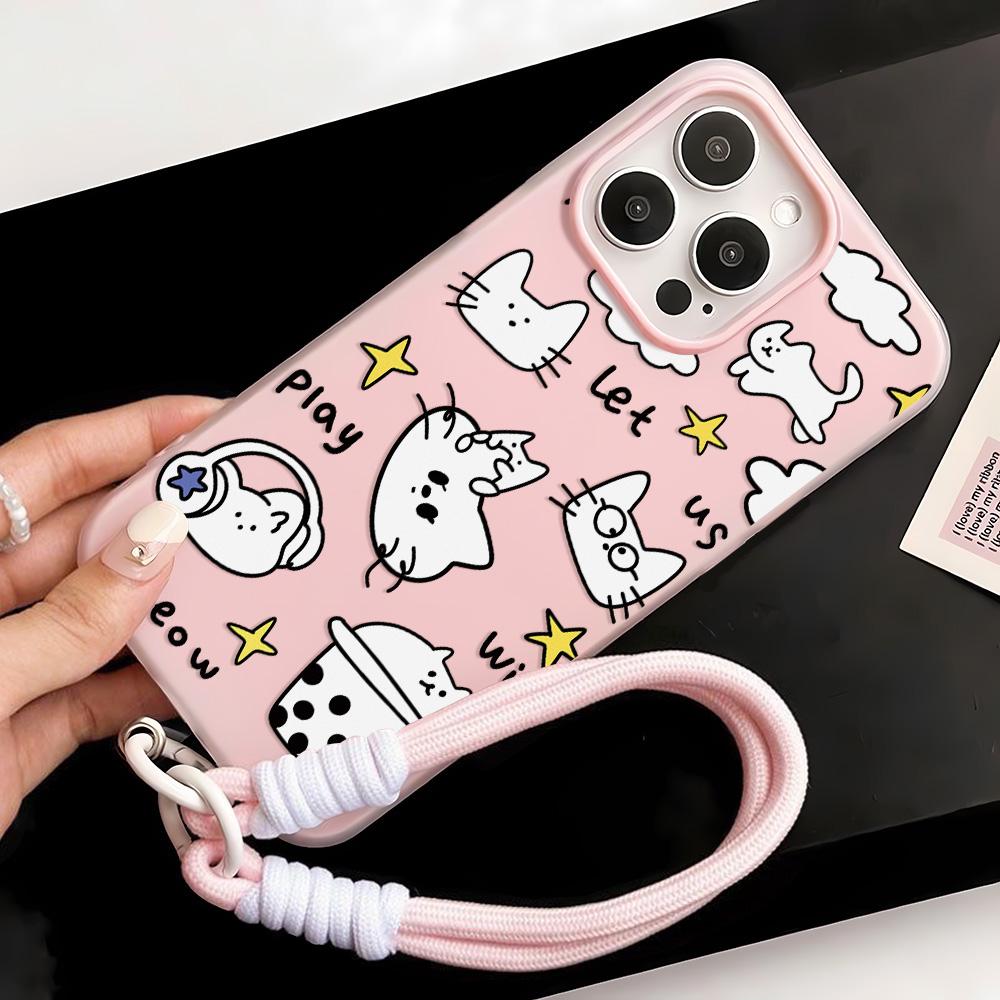 Bemalte Handyhülle für iPhone 15 11 13 14 für 15 16 Pro Max 12 13 16 Pro Niedlich Fasion Lustig Lanyard Handyhülle Neueste Top-Selling-Empfehlungen