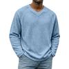 Men's Knit V-Neck Long Sleeve T-Shirt Breathable for Casual Everyday Wear