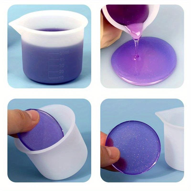 4pcs/set 50ml 100ml Silicone Measuring Cup Transparent with Scale Food-Grade Separating Cups DIY Cake Epoxy Resin Jewelry Making Tools