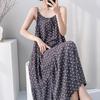 Summer sleeveless suspender cotton and silk nightdress women's lace-up can be worn outside loungewear high-end vacation long dress dress thin