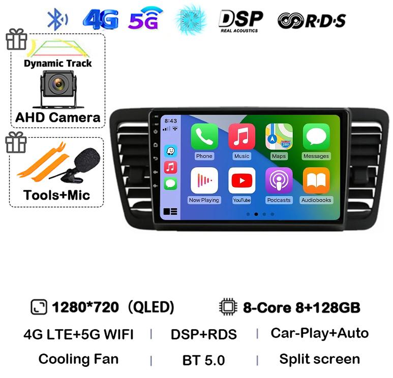 Android 14 Auto Carplay 4G+WiFi For Subaru Outback 3 Legacy 4 2003-2009 Car Radio Multimedia Video Player GPS 2din DVD Head Unit