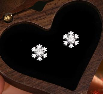 E173 -S925 Sterling Silver Snowflake Series Earrings for Women Fashionable Light Luxury Design Christmas Jewelry Gift