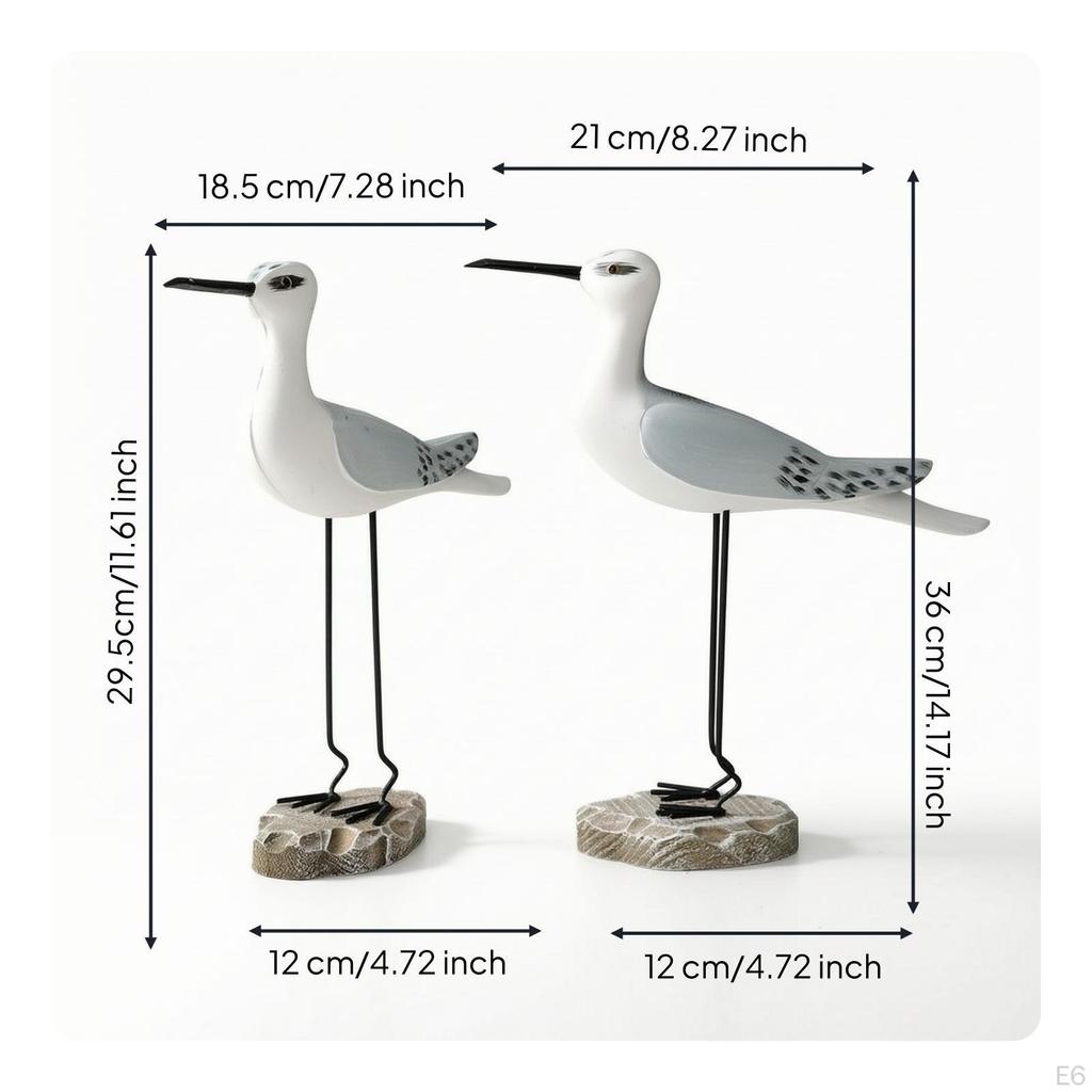2 Pieces Bird Figurine Tabletop Sculpture with Pedestal Sculptural Statue for Shelf, Cabinet,