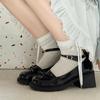 Red Mary Jane Women Pumps Thick High Heels Shoes Female Lolita Square Toe Shoes Spring Fashion Party  Woman Shoe