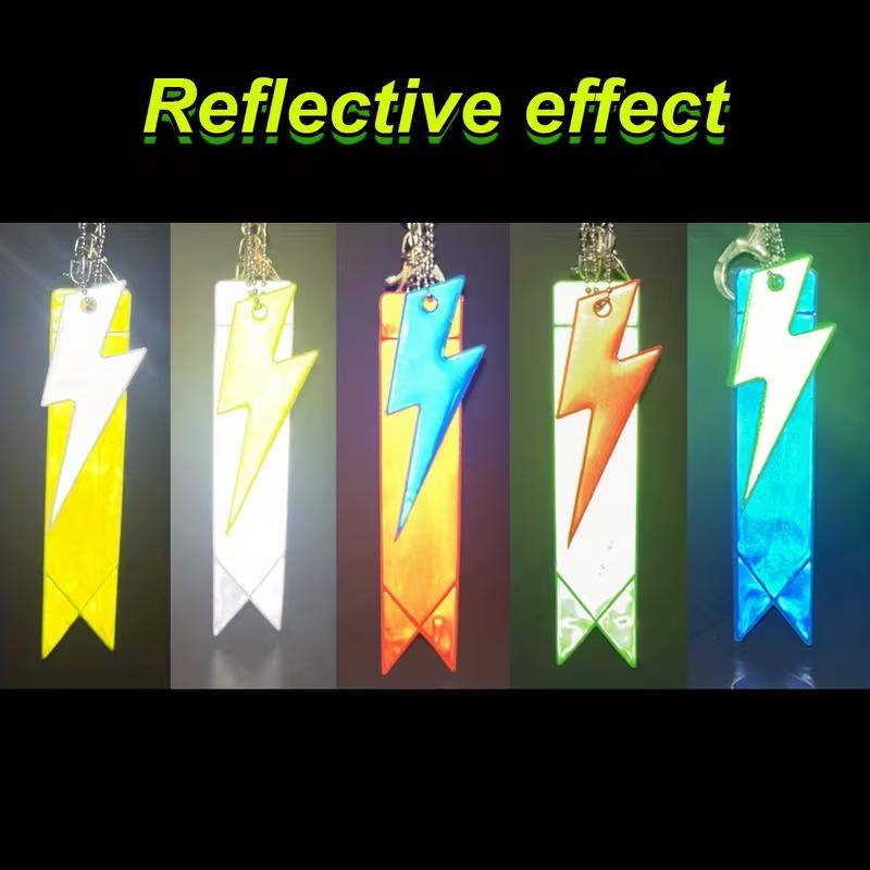 5Pcs Safety Reflective Strip And Keychain Set Unisex Outdoor Night Running And Cycling Handheld Nighttime Reflective Pendant