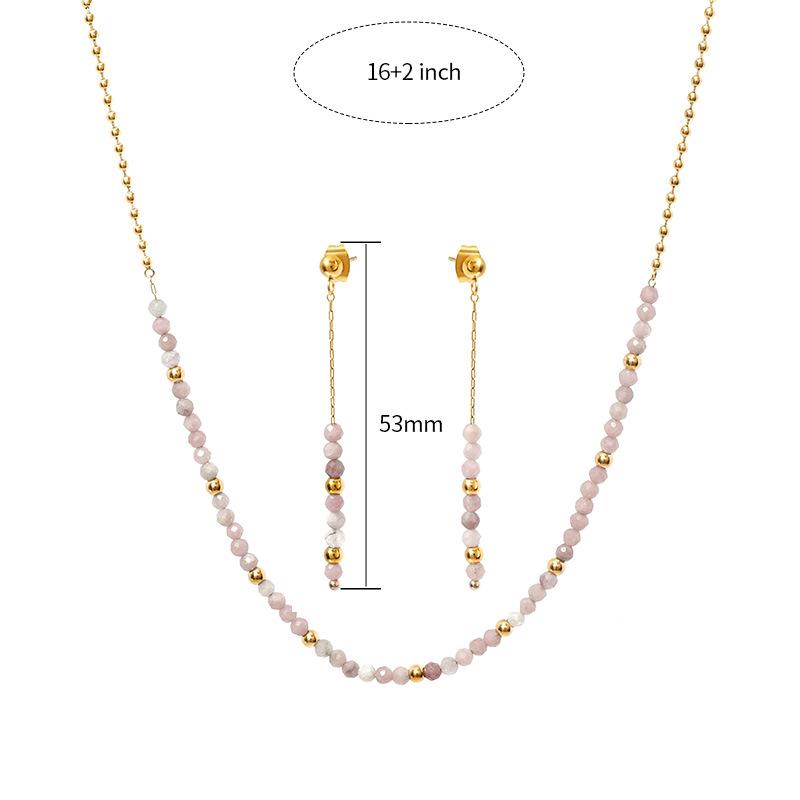 

Длинные серьги-кисточки для женщин, ожерелье из натуральных камней и бусин на лето, комплект ювелирных изделий из титановой стали высшего качества