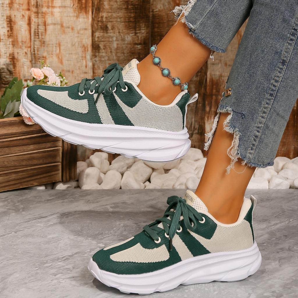 Mode Neue Damen-Vulkanisierschuhe Runde Zehenpartie Flache Schuhe für Damen Schnürschuhe Plateau Damen Sport Outdoor Lässig Low Top Air Mesh Schuhe