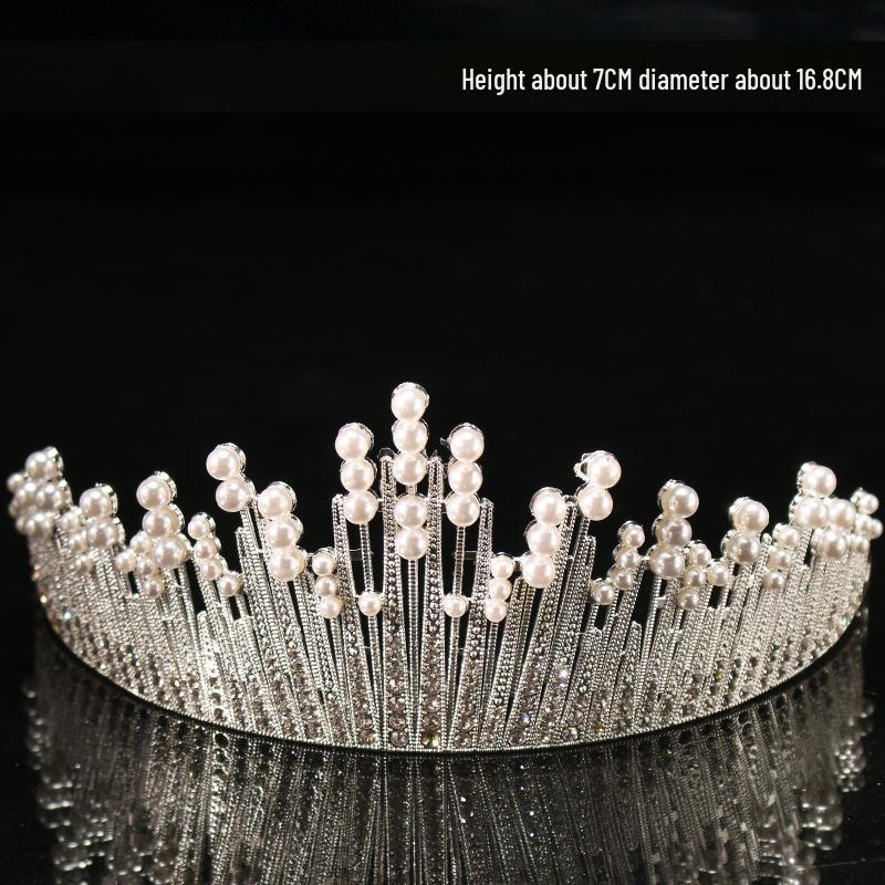 Children's Pearl Crystal Tiara Headband - Birthday Crown Cake Decoration and Adult Hair Accessory