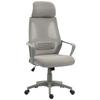 Office Chair, Desk Chair with Rocking Function, Height-Adjustable with Headrest, Lumbar Support, Grey