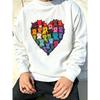 Men's Graphic Print Crew Neck Sweatshirt With Rainbow Cat Heart Christmas Halloween, Loose Fit Streetwear.