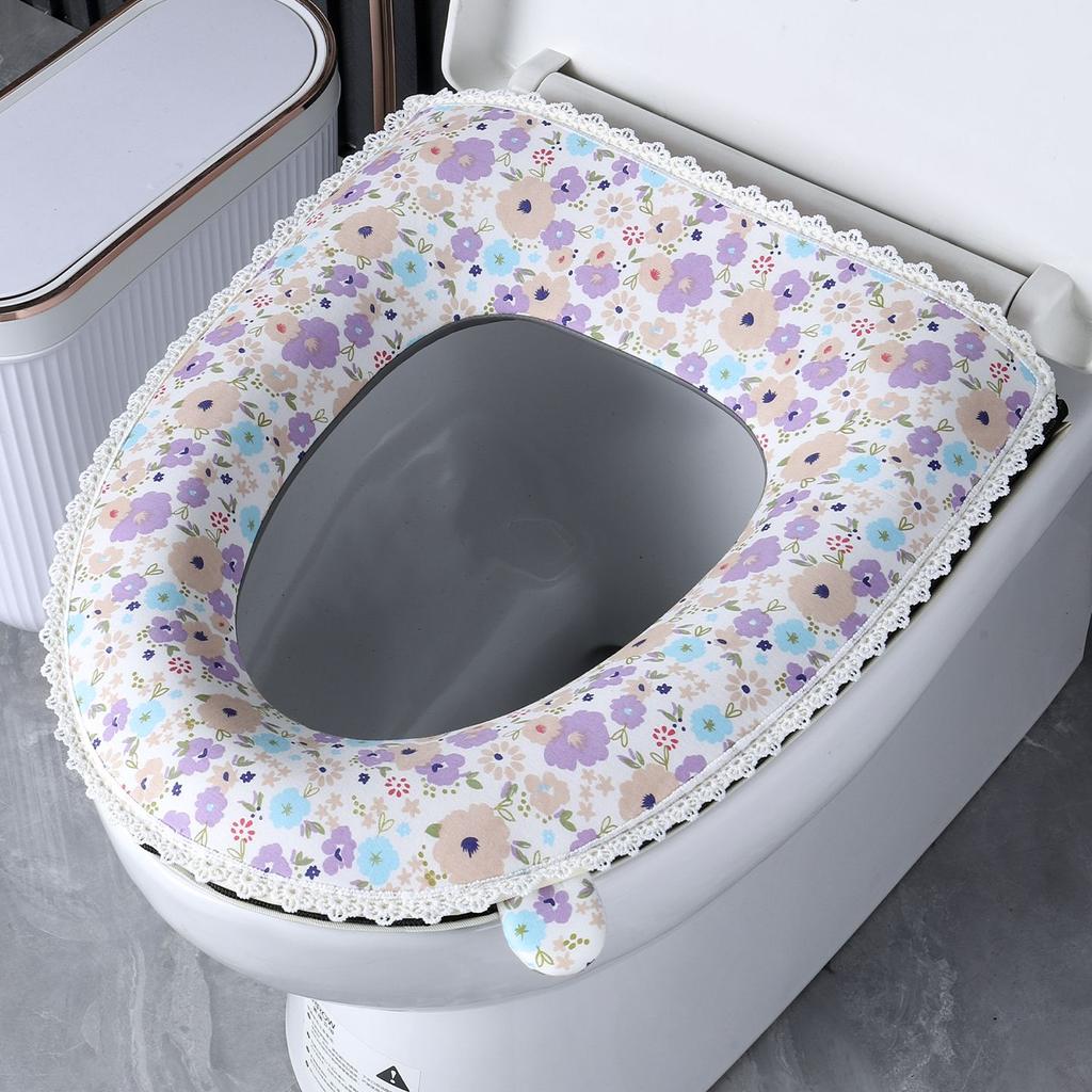 Type Household Toilet Seat Cushion Made of Pure Cotton with Enlarged and Thickened Zipper All Season Universal Waterproof Seat Cover