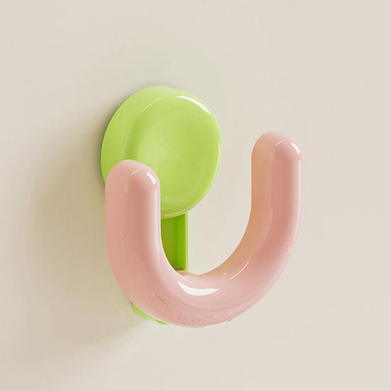 Pantoffelständer mit Saugnapf U-förmiges Design Pantoffelhalter 5 kg Tragfähigkeit Macaron-Farbe Haken für das Badezimmer