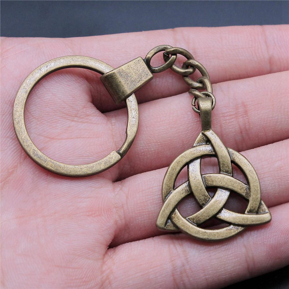 Star of David Talisman Amulet Pendant Antique Bronze Metal Keychain with 30mm Ring for Boys Bag Charm