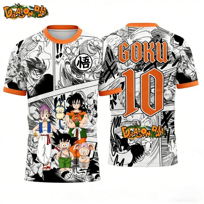 2026 Summer Dragon Ball Oversized T-shirt High Quality 3D Print Kid Goku & Classic Character Manga Panel Unisex Retro Y2K Tee