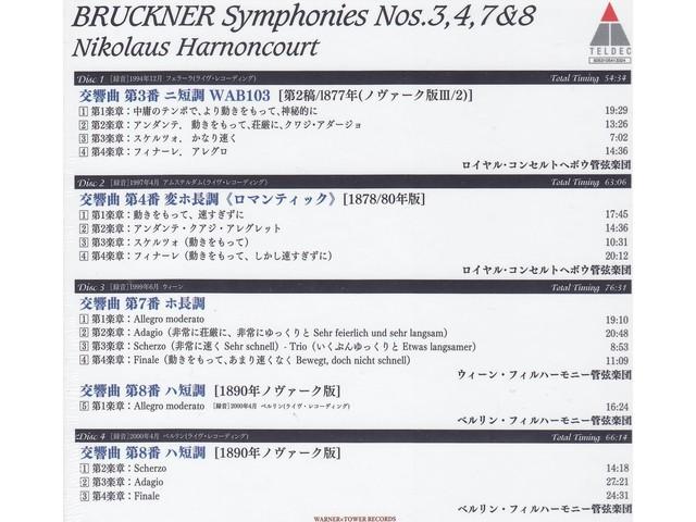 [CD] Bruckner Sym. No.3, 4, 7 & 8 Limited Edition Nikolaus Harnoncourt WQCC-320