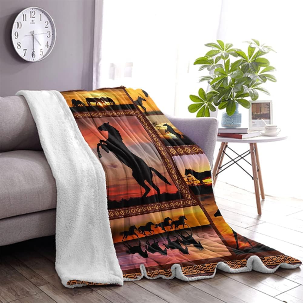Animal Print Horse Blanket - Soft, Cozy Fleece Throw (50" X 60") for Couch, Bed, TV - Horse Lover