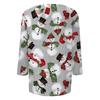Women's Casual Three-Quarter Sleeve Neck Christmas Print Top