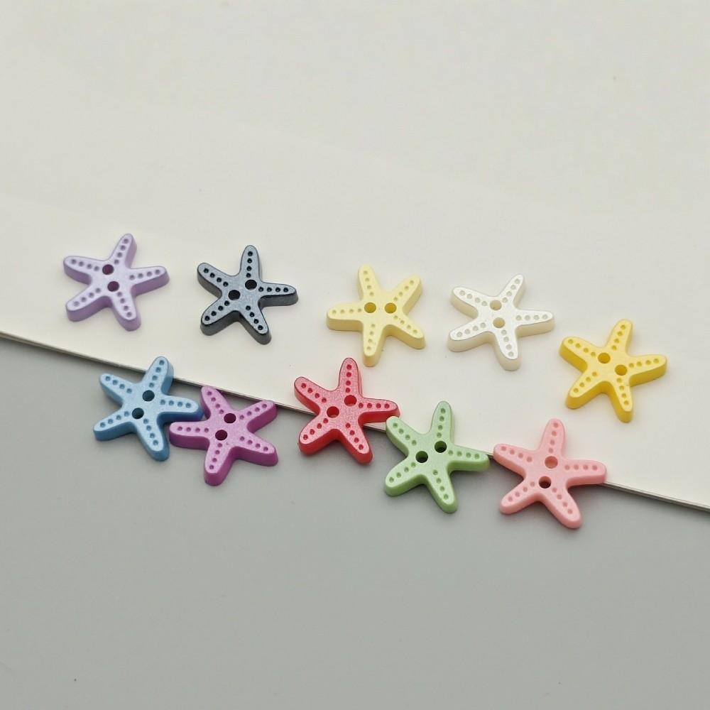 40pcs Cute Starfish Buttons Colorful DIY Buttons Imitation Shell Buttons Clothes Accessories