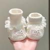 Winter Princess Soft Sole Sock Shoes for Baby Girls - Velvet-Lined Thick Cotton Booties for Newborns