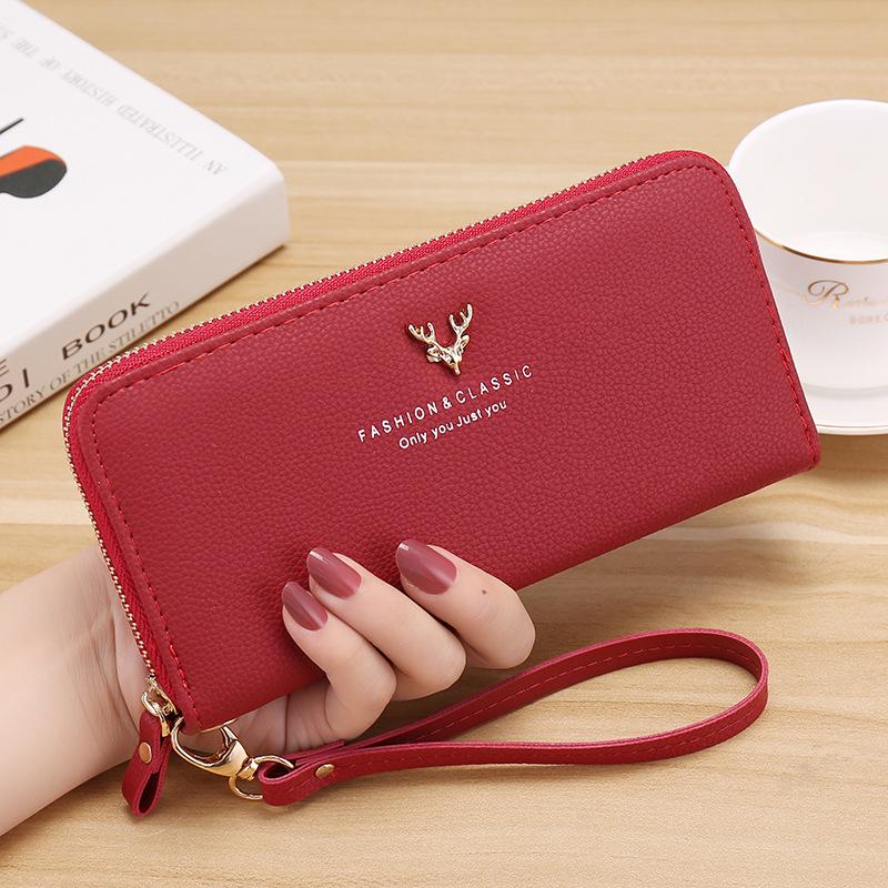 Women Fashion Zipper Wallets Purse Pu Leather Long Phone Clutch Bags CLE