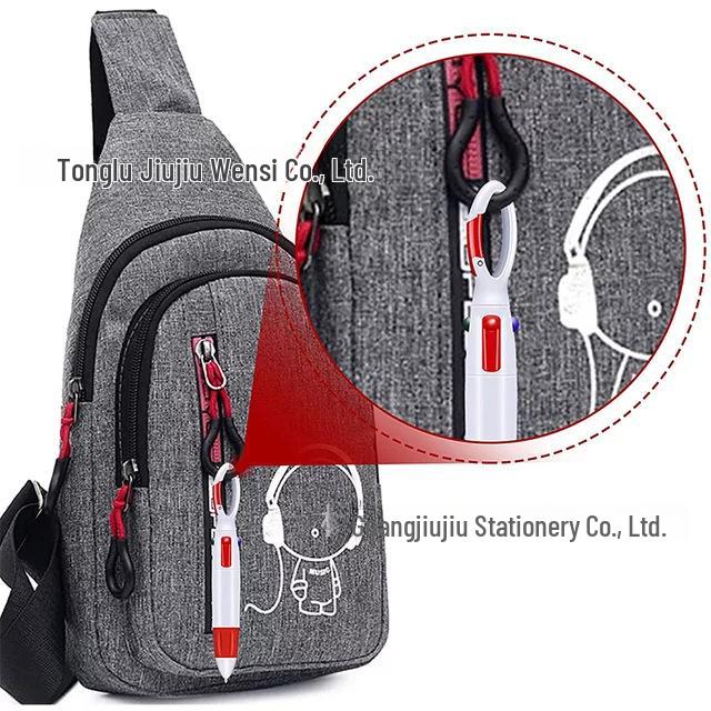 Four-Color Mountaineering Buckle Ballpoint Pen: Portable Pocket Pen with Custom Logo for Promotional Gifts.