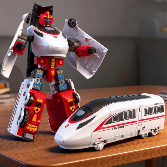 Train Transformer Toy High Speed Rail Robot Transforming Toy Action Figure Model for Kids Boys Girls