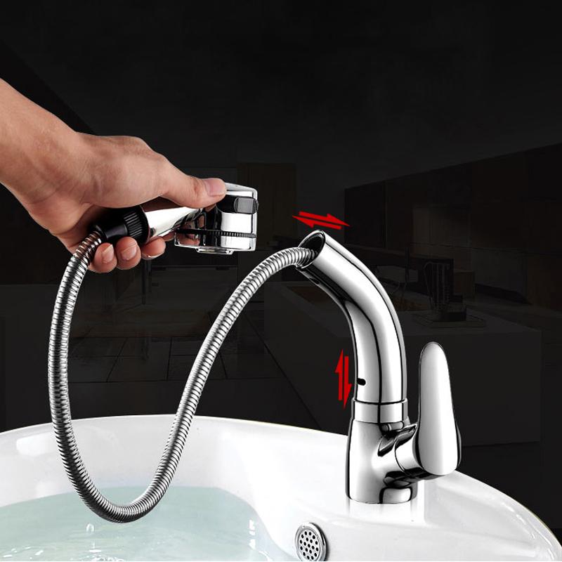 BAKALA Multi-function Mixer Sink Bathroom Pull Out Sprayer Faucet Tap Bathroom Faucet  360 Degree Swivel Basin Faucets WHDY01